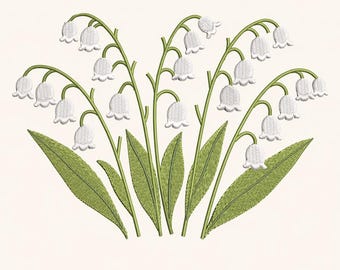 Lily of the Valley Embroidery Design, Botanical Floral Stitch (Digital Download)