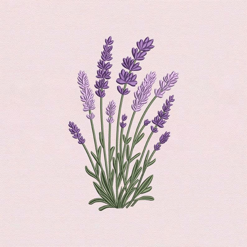Lavender Embroidery Design, Purple Flower Machine Embroidery, Instant ...