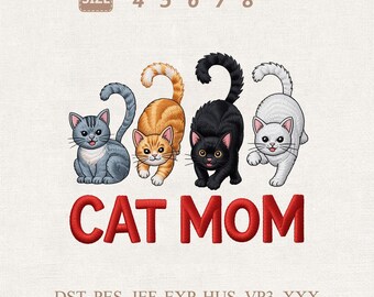 Katzenmama Stickdatei, Multi-Katzenfamilie