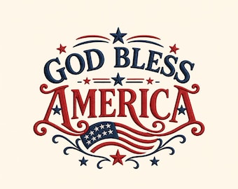 Motif de broderie God Bless America, foi patriotique États-Unis (téléchargement numérique)
