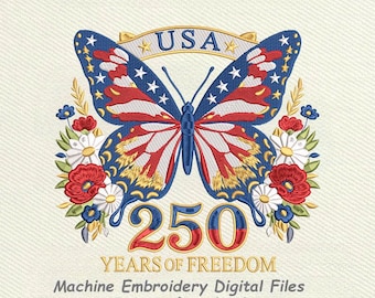 USA 250 Jahre Freiheit Schmetterling Stickdatei, Stickdatei