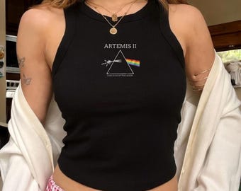 EMBROIDERD Artemis II Dark Side of The Moon Tank Top Cop Top Baby Tee, NASA Orion Mission Dad Tshirt, Astronomy Lover Gift