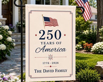 Personalized America 250 Garden Flag, Custom Family Name Patriotic Flag, 1776-2026 Double Sided Yard Decor, 250 Years of America House Flag