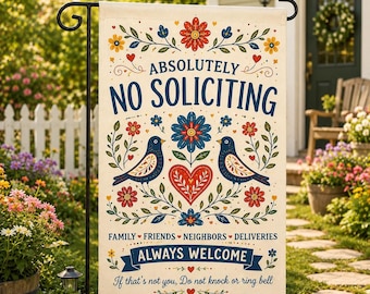 Folk Art Dove Garden Flag, Funny No Soliciting Porch Decor, Do Not Knock Yard Banner, Always Welcome Deliveries, Gift For New Home