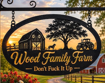 Metal Farm Sign “Don’t F*ck It Up” Personalized Barn Rustic Tractor Cattle Artwork Countryside Name Custom Ranch Husband Gift