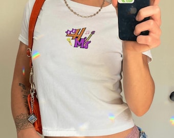 Disney Channel Hannah Montana Machine Embroidery Baby Tee Crop Top Tank Top, 20th Anniversary, Gift For Her