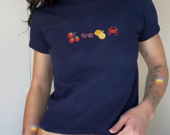 EMBROIDERED Italian Summer Tank Top Crop Top Baby Tee, The Market La Dolce Shirts, Summer Embroidery Tee