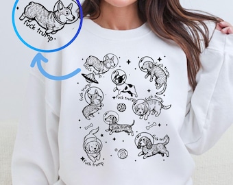 Subtle F*ck Trump Dog Sweatshirt, Anti Trump Tee ,Childless Dog Lady Shirt, FDT Retro Puppy Shirt Resist Shirt Elon Sucks , Resistance Top