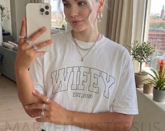 Comfort Colors® Custom Wifey EST. Date Shirt, New Bride T-shirt, Gift For Wife