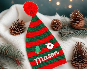 Gorro navideño personalizado de Papá Noel, gorro navideño bordado a medida, gorro festivo para adultos y niños, una idea de regalo navideña única