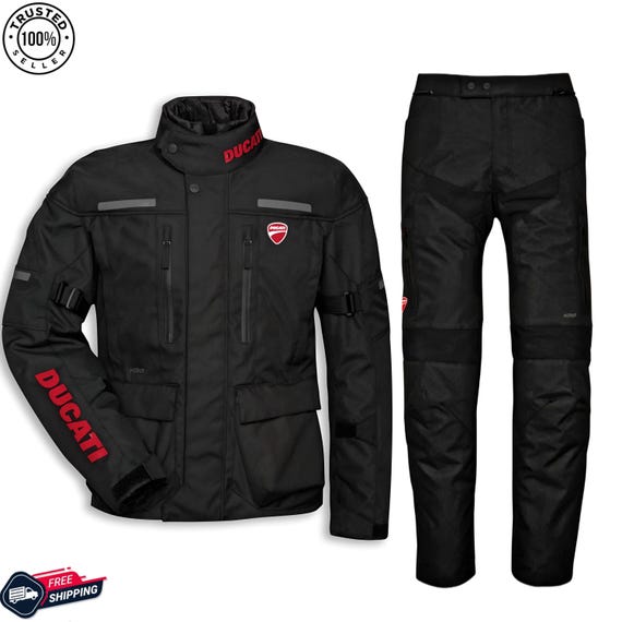 Motorcycle Suit Ducati Tour C4 Motorbike Riding Suit | Armoured and Waterproof Textile Jacket & Pants