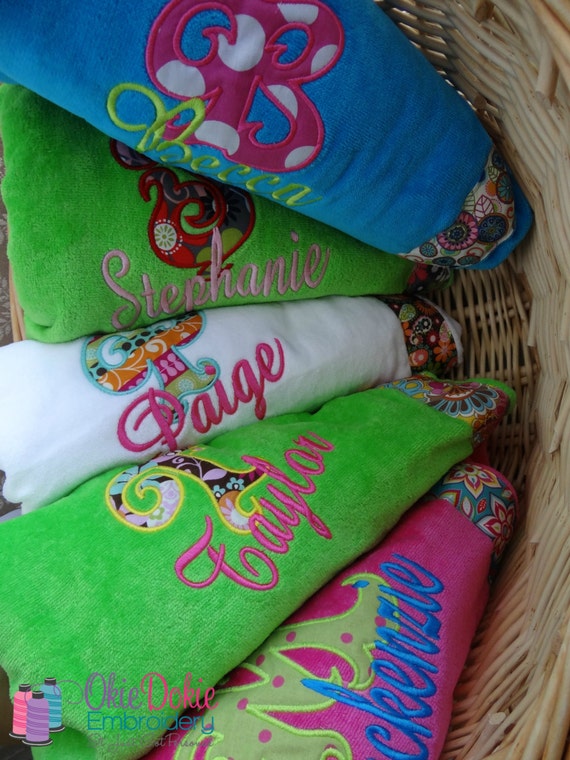 Items similar to Personalized Towel Wraps with Decorative Ribbon and