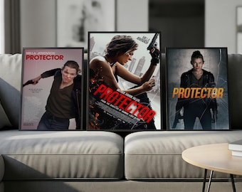 Plakat filmowy „Protector” (2026) | Sztuka ścienna z motywem filmowym | Dekoracje do wynajęcia | Wystrój wnętrz | Dekoracje retro filmowe | Wydruk bez ramki