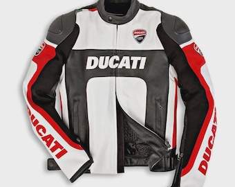 Ducati Motorcycle Leather Jacket | Handmade Biker Racing CE Armored Moto Gear
