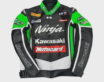 Kawasaki Ninja Motorbike Leather Jacket | Racing Motorcycle MotoGP Style Biker Jacket