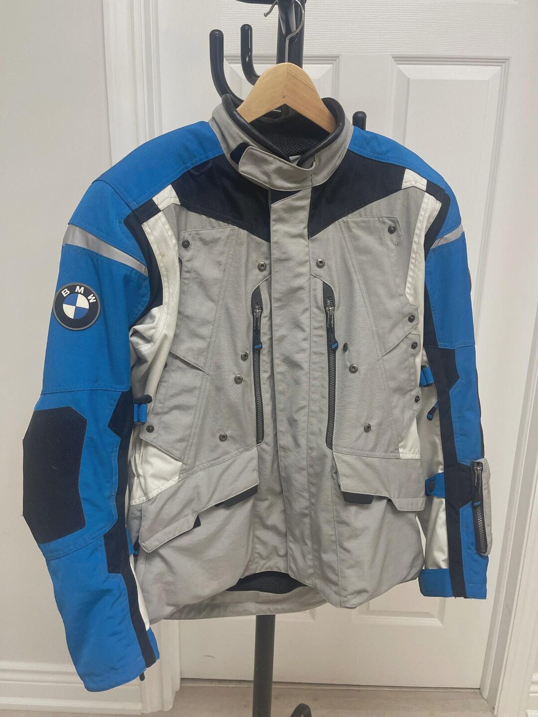 BMW Motorrad Rallye Motorcycle Jacket Grey Blue Touring Rider Jacket CE ...
