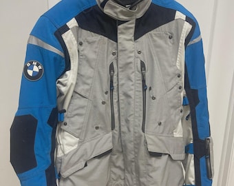 BMW Motorrad Rallye Motorcycle Jacket Grey Blue Touring Rider Jacket CE Approved