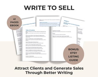 Write to Sell Ebook, for Etsy Listing, Social Media, Sales Page, Email, Copywriting Guide for Side Business Owners and Freelancers