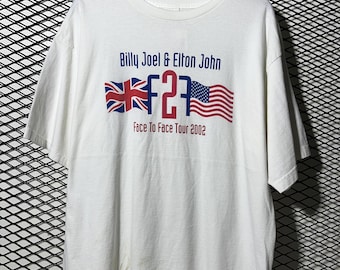Vintage 2000s Billy Joel Elton John Face to Face Tour T-shirt Size XL