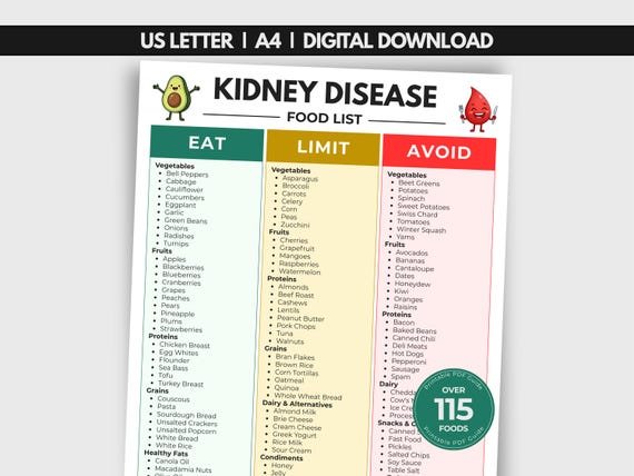 Kidney Disease Food List: Renal Diet Chart PDF (Instant Download)