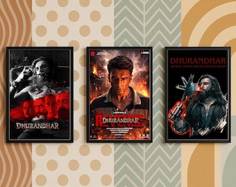 Dhurandhar Movie Poster, High Quality Canvas Print, Home Theatre Decor, Gallery Wall Art, Unframed