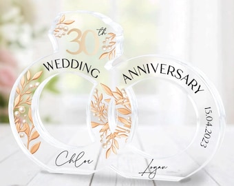 30th Anniversary Gift, Pearl Wedding Acrylic Plaque, Personalized Wedding Anniversary Gift, Pear 30th Wedding Anniversary Gift for Couple