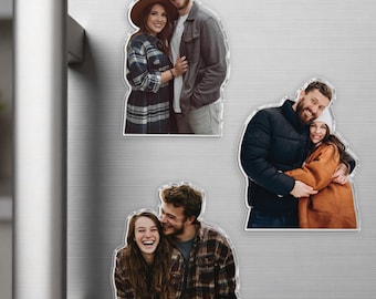 Personalized Photo Magnet Gift for Couple, Custom Photo Keychain, Valentines Gift for Him, Anniversary Gift for Husband Boyfriend