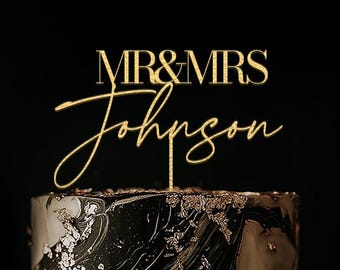 Gold Hochzeitstorte Topper, Tortenstecker benutzerdefinierte, rustikale Hochzeitstorte Topper, Mr Mrs Cake Topper für Hochzeit, Jubiläum Cake Topper