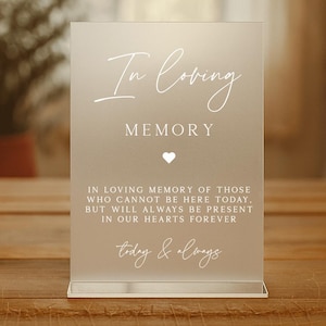 In Loving Memory Wedding Sign, Wedding Memorial Sign, Wedding Table Decor, Custom Acrylic Sign for Wedding