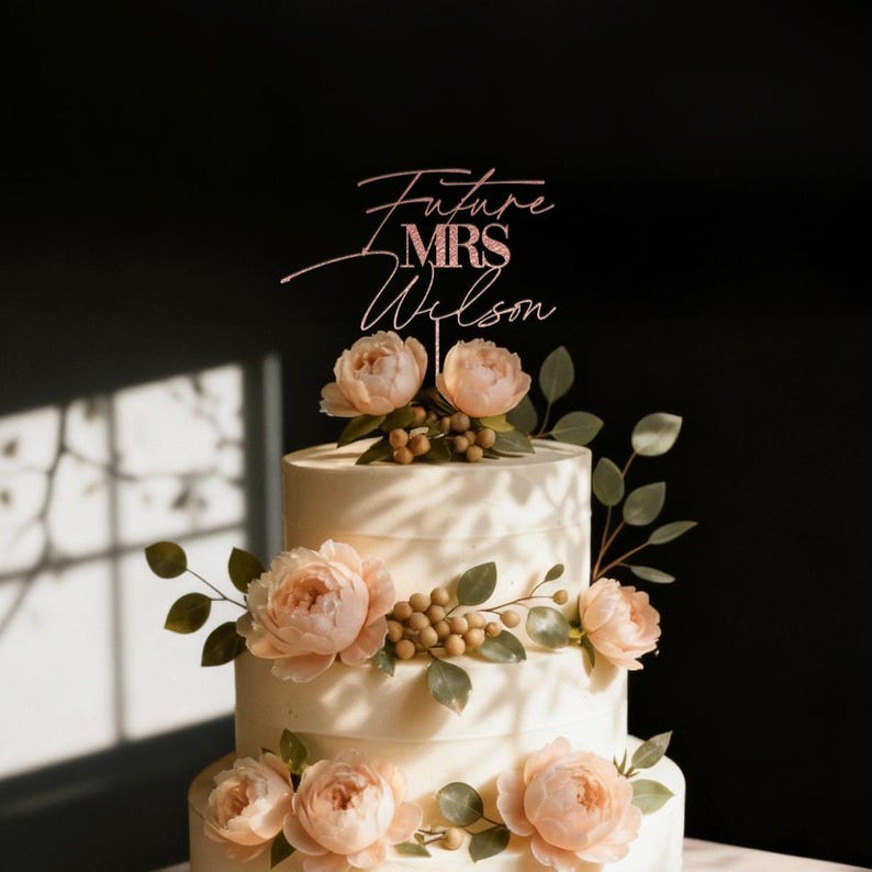 Bridal Shower Cake Topper, Personalized Bridal Shower Cake Topper, Gold ...