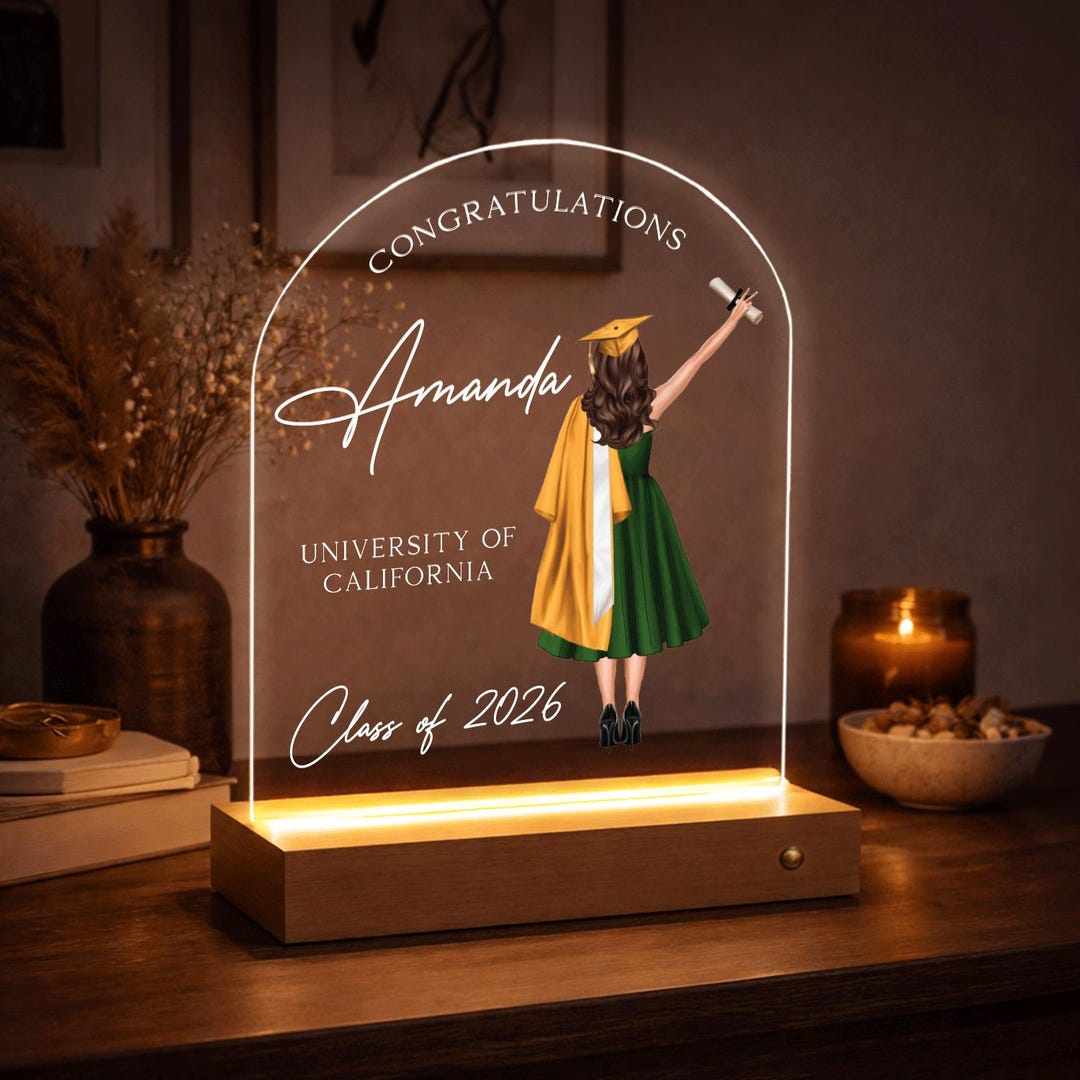 Graduation Led Version Personalized Graduation LED Lamp, Graduation Gift for Her, Custom Name ...