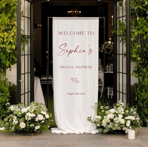 Fabric Bridal Shower Welcome Sign, Custom Linen Welcome Sign, Bridal Shower Decor, Wedding Banner, Engagement Party Sign