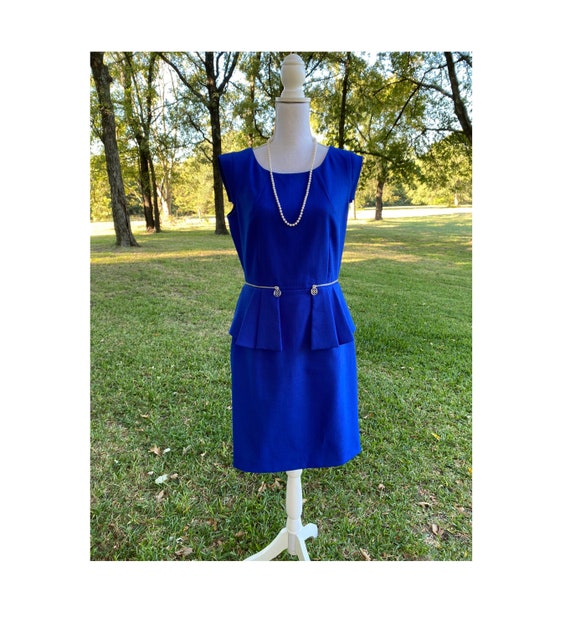 Antonio Melani Vintage Cobalt Blue Peplum Sheath Dress Sz 8 - Etsy