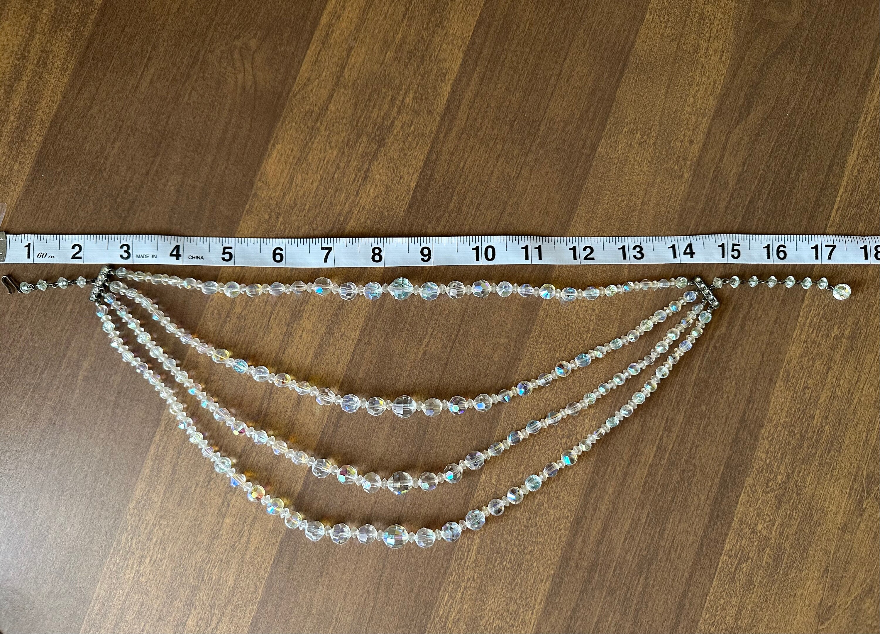 1950's Aurora Borealis Faceted Crystal Beads Four Strand