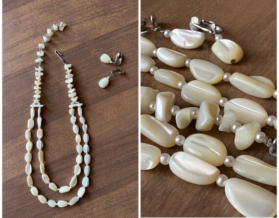 1960’s Mother of Pearl Necklace and Earring Set M… - image 2