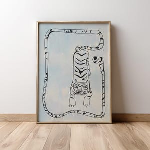 Fliegender Tiger | Kinderzimmer Digitaldruck | Vintage Wandbild (Digitaler Download)