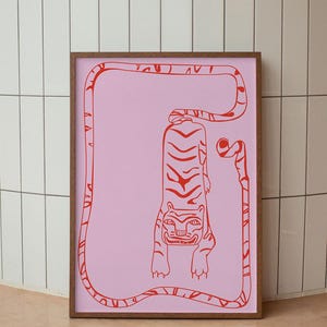 Pink Tiger | Kinderzimmer Digitaldruck | Vintage Wandbild (Digitaler Download)