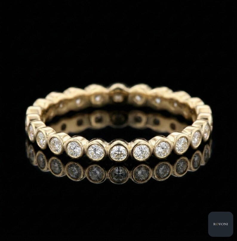 14K Gold Diamond Eternity Band Ring - Minimalist Wedding Stacking Ring ...