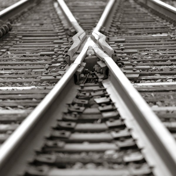 Railroad Tracks, Crossing Railroad Tracks, Black and White Photography, Fine Art Photo, You Pick Size