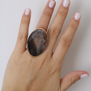 Polished Marble Stone Wire Wrapped Statement Ring Wire Wrapped Rings image 1