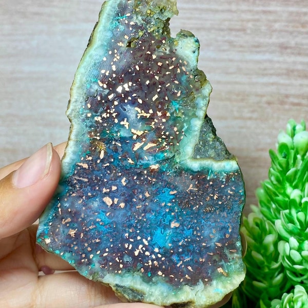 Raw - Chrysocolla Native Copper - Chalcedony not polished Size,72x47x7mm