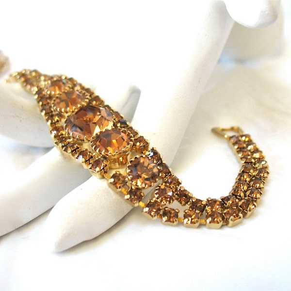 1960's WEISS amber Rhinestone Bracelet headlight