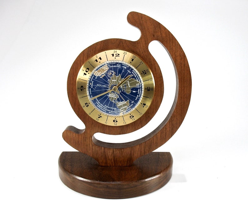 World Clock Wooden Frame Quartz Silcon Electronics New image 0