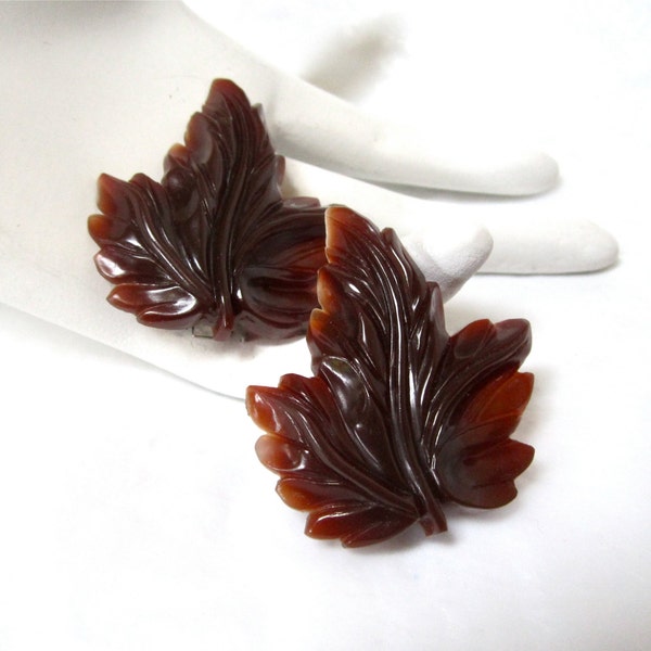 1930's Celluloid Leaf Dress Clips Art Deco