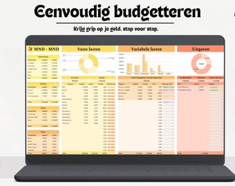 Maandelijks budget spreadsheet template eenvoudig in Mirosoft Excel Persoonlijke financien tracker