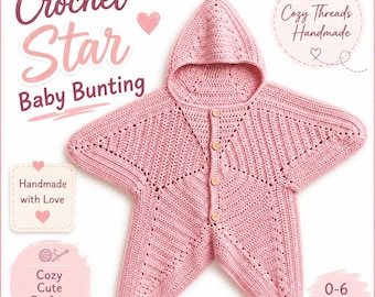 Crochet Star Baby Bunting PDF Pattern Star Baby Suit  Baby Shower Gift Newborn Hooded Cocoon DIY Starfish Onesie Crochet Pattern