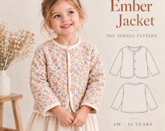 Jacket Sewing Pattern For Kids, Girls Jacket Pattern, Kids Quilted Jacket, Children's Winter Fleece Jacket Pattern Beginner Friendly