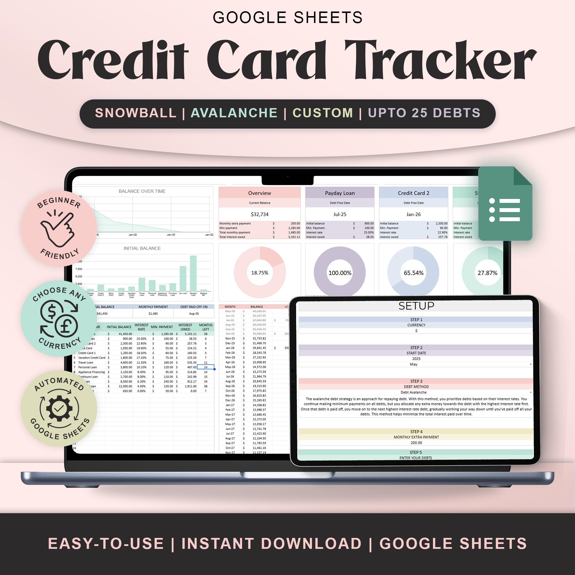 Credit Card Debt Payoff Tracker Google Sheets Debt Snowball Spreadsheet ...