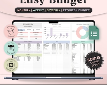Easy Monthly Budget Planner Google Sheets Template Simple Paycheck Biweekly Budgeting Spreadsheet Finance Expense Tracker for Beginners