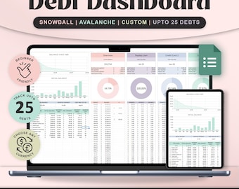Debt Payoff Tracker Debt Snowball Spreadsheet Google Sheet Debt Tracker Financial Planner Debt Payment Tracker custom chart template digital
